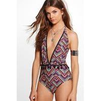 rea geo tribal tassle swimsuit multi