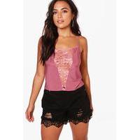 renee lace panel v front cami rose