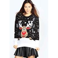 Reindeer Christmas Jumper - black