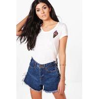 Retro Sequin Badge Tee - white