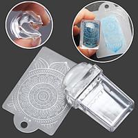 Rectangular Transparent Seal Manicure Seal Template 2 Piece Scraper