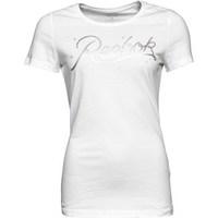 Reebok Womens Script Logo Slim Fit T-Shirt White