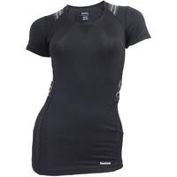 reebok sport easytone taped short sleeve womens t shirt in black