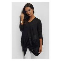 Rena Oversized Black Drape Front Top