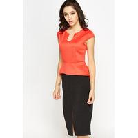 Red Asymmetric Peplum Top