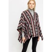 Reindeer Printed Wrapped Poncho