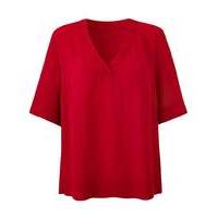 Red V-Neck Split Side Top