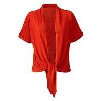 Red Tie Front Jersey Shrug