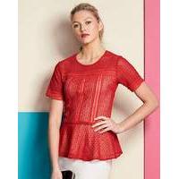Red Lace Peplum Blouse