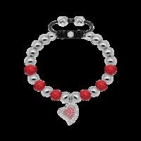 Red Crystal, Stainless Steel & Silver Heart 8mm Bracelet