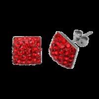 red 8mm crystal square shape titanium earrings