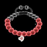 red crystal magnetite silver heart 8mm bracelet