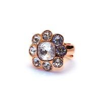 rebecca rose gold flower cz ring