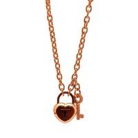 rebecca rose gold heart padlock cz key necklace