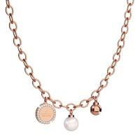 Rebecca Rose Gold Link / Pearl Chain Necklace