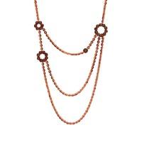 Rebecca Rose Gold Long Chain Cz Flower Necklace