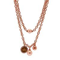 Rebecca Rose Gold Long Link / Pearl Cz Necklace