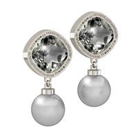 Rebecca Silver Cz / Pearl Drop Earrings