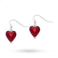 Red Murano Glass 12mm Heart Drop Earrings