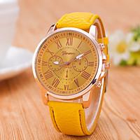 Reloj Mujer Geneve New Wrist Watches For Men Women Quartz Gold Rome\'s Number Dial Watch Pu Leather Clock Strap Watch