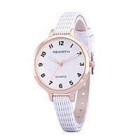 rebirth womens simple fashion slim pu leather strap quartz wrist watch ...