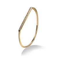 Retro Polished Alloy Bar D Shape with Crystal Bangle Bracelet