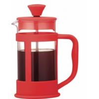 red soft touch 3 cup glass cafetiere