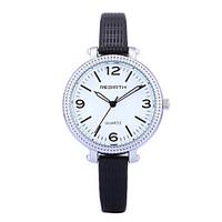 rebirth womens simple fashion slim pu leather strap quartz wrist watch