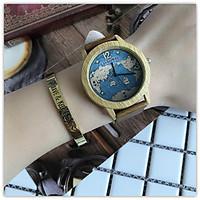 relojes quartz men watches world map casual wooden leather strap male  ...