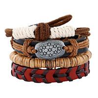 Retro National Wind Coconut Shell Woven Leather Bracelet