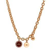 Rebecca Link Chain Pearl Cz Accent Necklace