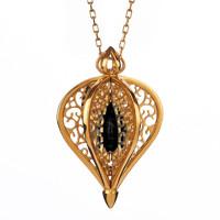 Rebecca Sellors Whitby Jet Necklace Flore Yellow Gold Vermeil Small