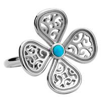 Rebecca Sellors Ring Flore 4 Petal Turquoise Silver
