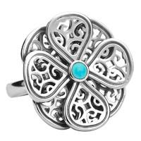Rebecca Sellors Ring Flore 8 Petal Turquoise Silver