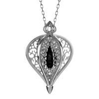 Rebecca Sellors Whitby Jet Necklace Flore Silver Small