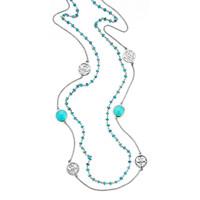 Rebecca Sellors Necklace Turquoise Flore Long Filigree Silver
