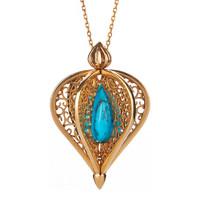 Rebecca Sellors Turquoise Necklace Flore 9ct Yellow Gold