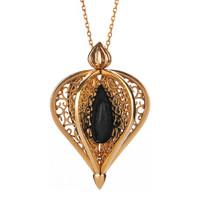 Rebecca Sellors Whitby Jet Necklace Flore 9ct Yellow Gold