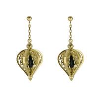 Rebecca Sellors Earrings Flore Drop Whitby Jet Yellow Gold Plated