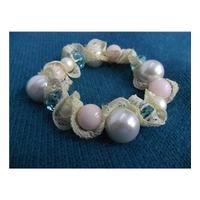 Reduced Pastel Bead and Lace Bracelet