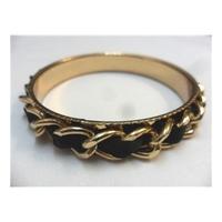 Reduced Ribbon & Chain Gold Bracelet - Size: Medium - Black