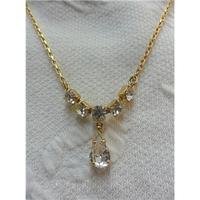 Reduced New Gold and Diamantes Teardrop Necklace Unbranded - Size: Small - Metallics - Necklace