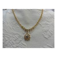 Reduced and New Gold and Diamantes Floral Necklace Claire Garnett - Size: Small - Metallics - Necklace