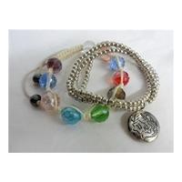 Reduced Silver and Multicoloured Beaded Bracelet Set Unbranded - Size: Medium - Multi-coloured