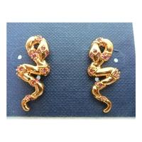 Reduced brand New Gold and Pink Snake Earrings Garnett - Size: Small - Metallics