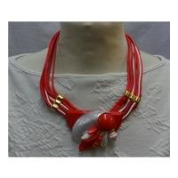 red and white thread necklace unbranded size medium multi coloured nec ...
