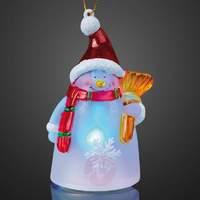RGB colour changing LED snowman with broom