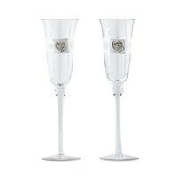 Rhinestone Double Heart Wedding Champagne Glasses