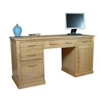 Rhone Solid Oak Twin Pedestal Computer Desk