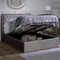 Rhea King Upholstered Ottoman Bed Frame, Silver, Choose Set